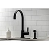 image:imageKingston Brass LS8710CTLBS Continental SingleHandle Kitchen Faucet with Brass Sprayer Matte BlackMatte Black