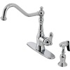 image:imageGourmetier GSY7703ACLBS American Classic SingleHandle Kitchen Faucet with Brass Sprayer Antique BrassPolished Chrome