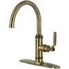 image:imageKingston Brass KS2433KL Whitaker SingleHandle Kitchen Faucet with Brass Sprayer Antique BrassAntique Brass