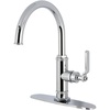 image:imageKingston Brass KS2433KL Whitaker SingleHandle Kitchen Faucet with Brass Sprayer Antique BrassPolished Chrome