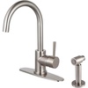 image:imageKingston Brass LS8570DLBS Concord SingleHandle Kitchen Faucet with Brass Sprayer Matte BlackBrushed Nickel