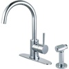 image:imageKingston Brass LS8570DLBS Concord SingleHandle Kitchen Faucet with Brass Sprayer Matte BlackPolished Chrome