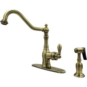 image:imageGourmetier GSY7703ACLBS American Classic SingleHandle Kitchen Faucet with Brass Sprayer Antique BrassAntique Brass