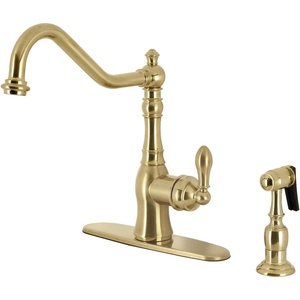 image:imageGourmetier GSY7703ACLBS American Classic SingleHandle Kitchen Faucet with Brass Sprayer Antique BrassBrushed Brass