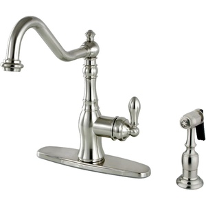 image:imageGourmetier GSY7703ACLBS American Classic SingleHandle Kitchen Faucet with Brass Sprayer Antique BrassBrushed Nickel
