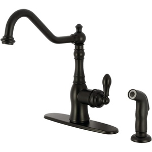 image:imageGourmetier GSY7708ACLSP American Classic SingleHandle Kitchen Faucet with Brass Sprayer Brushed NickelMatte Black