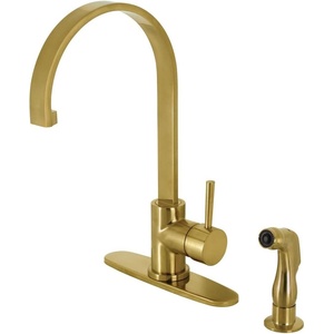 image:imageGourmetier LS8710DLSP Concord SingleHandle Kitchen Faucet with Side Sprayer Matte BlackBrushed Brass