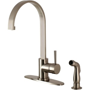 image:imageGourmetier LS8710DLSP Concord SingleHandle Kitchen Faucet with Side Sprayer Matte BlackBrushed Nickel