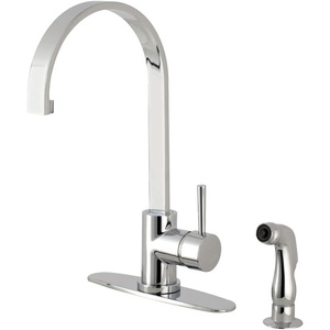 image:imageGourmetier LS8710DLSP Concord SingleHandle Kitchen Faucet with Side Sprayer Matte BlackPolished Chrome