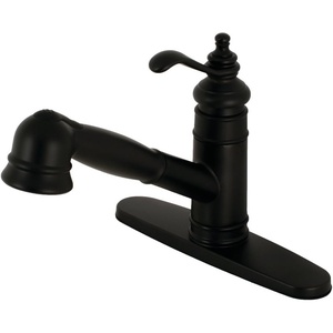 image:imageKingston Brass GSC7571TL Gourmetier Templeton 8Inch Centerset Single Handle Kitchen Faucet with PullOut Wand Polished ChromeMatte Black