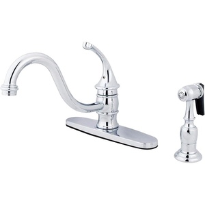 image:imageKingston Brass KB3571GLBS Georgian 8Inch Kitchen Faucet with Handle and Brass Sprayer Polished ChromePolished Chrome