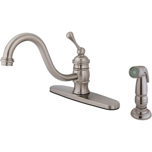image:imageKingston Brass KB3578BLSP Vintage 8Inch Kitchen Faucet with Single Handle and Sprayer Brushed NickelBrushed Nickel