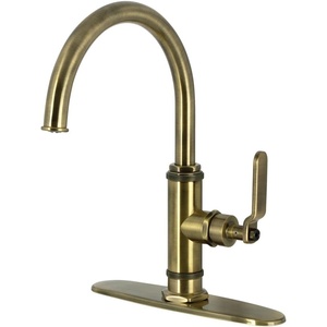 image:imageKingston Brass KS2433KL Whitaker SingleHandle Kitchen Faucet with Brass Sprayer Antique BrassAntique Brass