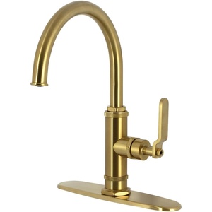 image:imageKingston Brass KS2433KL Whitaker SingleHandle Kitchen Faucet with Brass Sprayer Antique BrassBrushed Brass