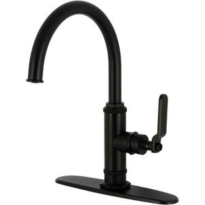 image:imageKingston Brass KS2433KL Whitaker SingleHandle Kitchen Faucet with Brass Sprayer Antique BrassMatte Black