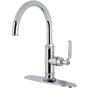 image:imageKingston Brass KS2433KL Whitaker SingleHandle Kitchen Faucet with Brass Sprayer Antique BrassPolished Chrome