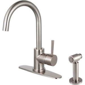 image:imageKingston Brass LS8570DLBS Concord SingleHandle Kitchen Faucet with Brass Sprayer Matte BlackBrushed Nickel