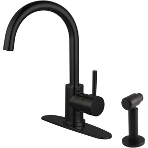 image:imageKingston Brass LS8570DLBS Concord SingleHandle Kitchen Faucet with Brass Sprayer Matte BlackMatte Black