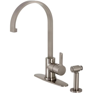 image:imageKingston Brass LS8710CTLBS Continental SingleHandle Kitchen Faucet with Brass Sprayer Matte BlackBrushed Nickel