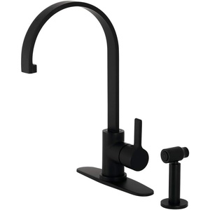 image:imageKingston Brass LS8710CTLBS Continental SingleHandle Kitchen Faucet with Brass Sprayer Matte BlackMatte Black