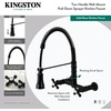image:imageGourmetier GS1247AX Heritage TwoHandle WallMount PullDown Sprayer Kitchen Faucet Brushed BrassBrushed Brass