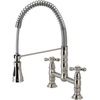 image:imageGourmetier GS1247AX Heritage TwoHandle WallMount PullDown Sprayer Kitchen Faucet Brushed BrassBrushed Nickel