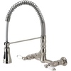 image:imageGourmetier GS1247AX Heritage TwoHandle WallMount PullDown Sprayer Kitchen Faucet Brushed BrassBrushed Nickel
