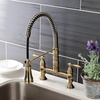 image:imageGourmetier GS1275AL Heritage TwoHandle DeckMount PullDown Sprayer Kitchen Faucet Oil Rubbed BronzeAntique Brass
