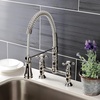 image:imageGourmetier GS1276AX Heritage TwoHandle DeckMount PullDown Sprayer Kitchen Faucet Polished NickelBrushed Brass