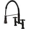 image:imageGourmetier GS1276AX Heritage TwoHandle DeckMount PullDown Sprayer Kitchen Faucet Polished NickelMatte Black