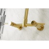 image:imageGourmetier GS8180DL Concord 2Handle Wall Mount PullDown Kitchen Faucet Matte BlackBrushed Brass