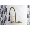image:imageGourmetier GS8180DL Concord 2Handle Wall Mount PullDown Kitchen Faucet Matte BlackBrushed Brass