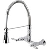 image:imageGourmetier GS1247AL Heritage TwoHandle WallMount PullDown Sprayer Kitchen Faucet Brushed BrassPolished Chrome