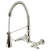 image:imageGourmetier GS1247AL Heritage TwoHandle WallMount PullDown Sprayer Kitchen Faucet Brushed BrassPolished Nickel