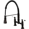 image:imageGourmetier GS1247AX Heritage TwoHandle WallMount PullDown Sprayer Kitchen Faucet Brushed BrassOil Rubbed Bronze
