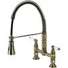 image:imageGourmetier GS1248AX Heritage TwoHandle WallMount PullDown Sprayer Kitchen Faucet Brushed NickelAntique Brass