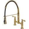 image:imageGourmetier GS1275AL Heritage TwoHandle DeckMount PullDown Sprayer Kitchen Faucet Oil Rubbed BronzeBrushed Brass