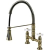 image:imageGourmetier GS1276AX Heritage TwoHandle DeckMount PullDown Sprayer Kitchen Faucet Polished NickelAntique Brass
