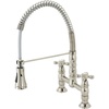 image:imageGourmetier GS1276AX Heritage TwoHandle DeckMount PullDown Sprayer Kitchen Faucet Polished NickelBrushed Brass