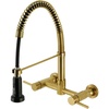 image:imageGourmetier GS8180DL Concord 2Handle Wall Mount PullDown Kitchen Faucet Matte BlackBrushed Brass