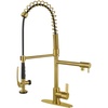 image:imageGourmetier LS8500CTL Continental SingleHandle PreRinse Kitchen Faucet Matte BlackBrushed Brass