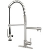 image:imageGourmetier LS8500CTL Continental SingleHandle PreRinse Kitchen Faucet Matte BlackBrushed Nickel