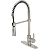 image:imageGourmetier LS8670CTL Continental SingleHandle PreRinse Kitchen Faucet Matte BlackBrushed Nickel