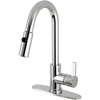 image:imageGourmetier LS8783CTL Continental SingleHandle PullDown Kitchen Faucet Brushed BrassPolished Chrome