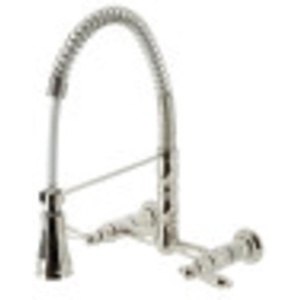 image:imageGourmetier GS1247AL Heritage TwoHandle WallMount PullDown Sprayer Kitchen Faucet Brushed BrassPolished Nickel