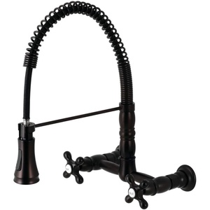 image:imageGourmetier GS1248AX Heritage TwoHandle WallMount PullDown Sprayer Kitchen Faucet Brushed NickelOil Rubbed Bronze