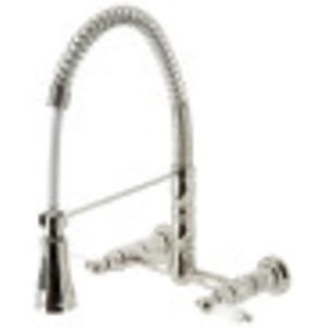 image:imageGourmetier GS1248AX Heritage TwoHandle WallMount PullDown Sprayer Kitchen Faucet Brushed NickelPolished Nickel