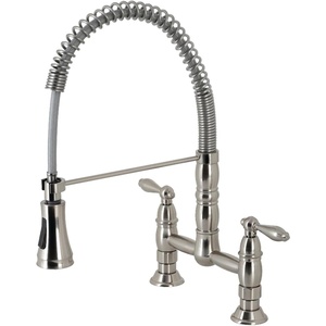 image:imageGourmetier GS1275AL Heritage TwoHandle DeckMount PullDown Sprayer Kitchen Faucet Oil Rubbed BronzeBrushed Nickel
