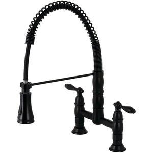 image:imageGourmetier GS1275AL Heritage TwoHandle DeckMount PullDown Sprayer Kitchen Faucet Oil Rubbed BronzeMatte Black