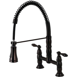 image:imageGourmetier GS1275AL Heritage TwoHandle DeckMount PullDown Sprayer Kitchen Faucet Oil Rubbed BronzeOil Rubbed Bronze